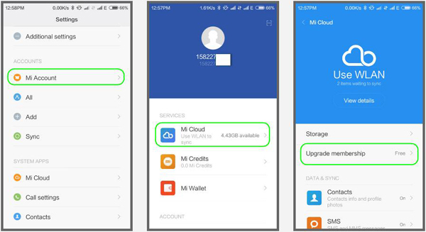 Copia de seguridad de datos de Xiaomi Mi Phone a Mi Cloud