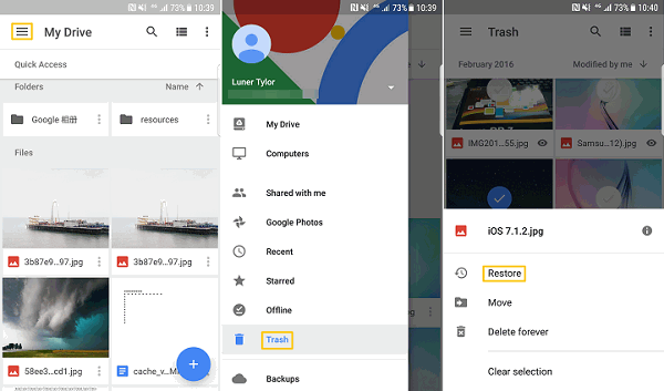 Khôi phục dữ liệu Samsung S20 từ Google Drive