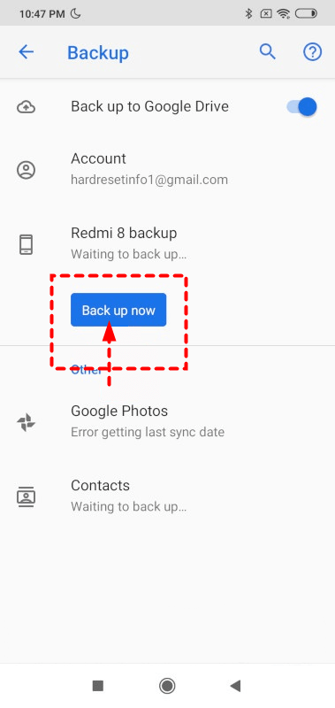 Kopia zapasowa danych z telefonu Redmi do Google Cloud