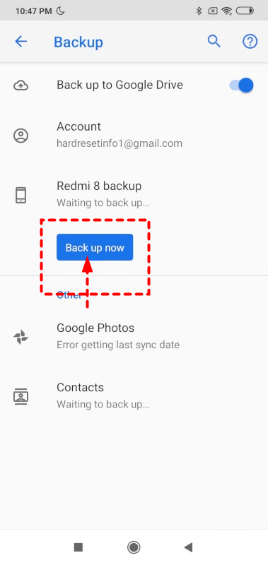 Backup Data from Redmi Phone to Google Cloud
