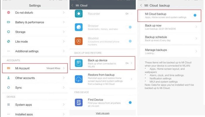 Backup Data from Redmi Phone to Mi Cloud