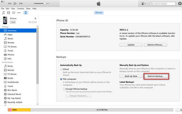 iPhone 15-Kontakte von iTunes wiederherstellen