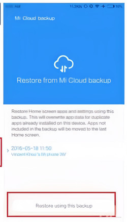 mi cloud recent backup file