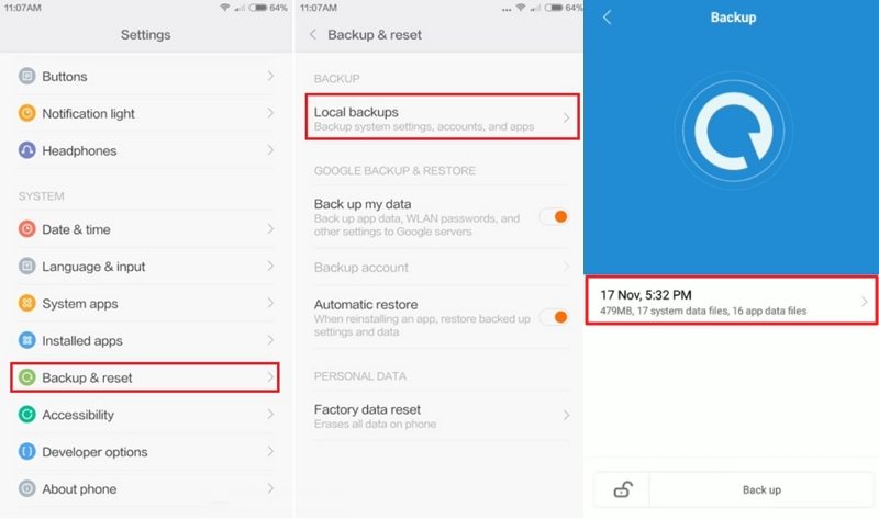 Recover Xiaomi 13 Data using Local Backup