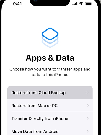 choose Restore from iCloud Backup