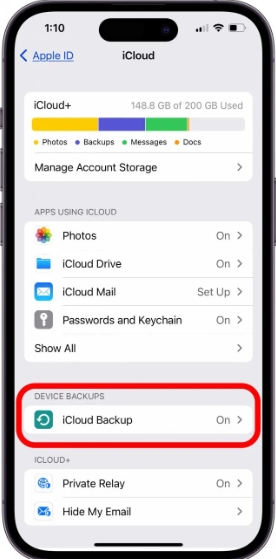 Switch iCloud Backup